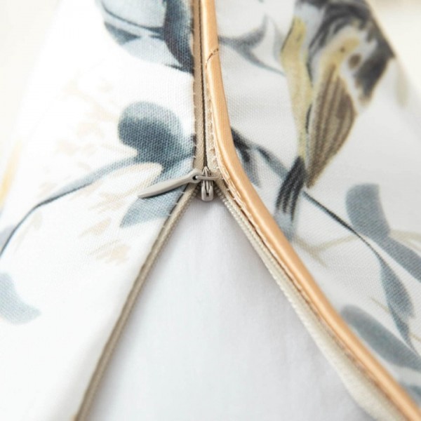 Square Decorative Throw Pillow Covers, Botanical Grey Birds Printed Soft Touch Cushion Covers, 18 x 18 Inches Throw Pillowcase for Sofa Bed, Set of 2